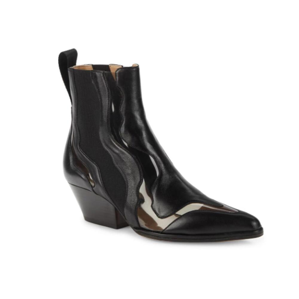 Sergio Rossi Cutout Leather NWB Western Booties Women's Size 5.5